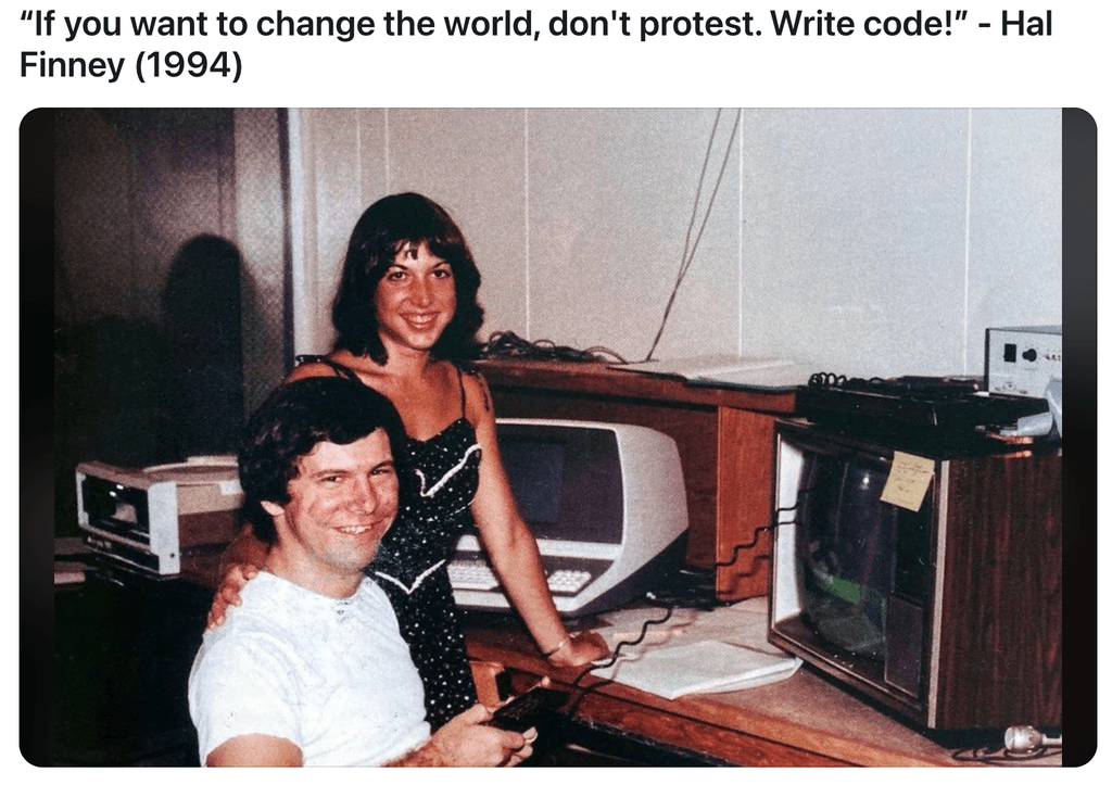 Hal Finney: Dont protest write code