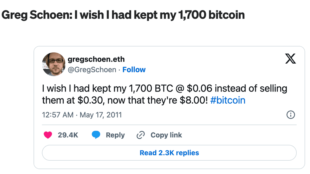 Greg Shoen: I whish I had kept my Bitcoins